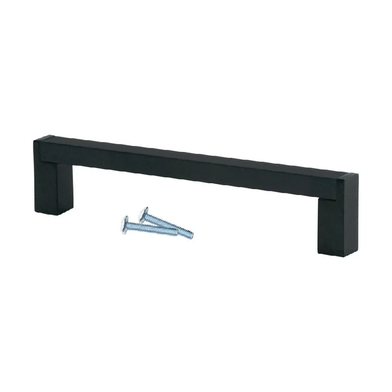 10 Pack Modern Industrial Bar 5-1/32" Centers Flat Black Cabinet Pull