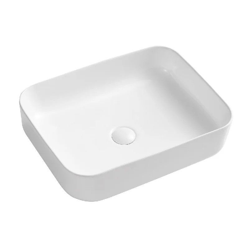 19"x15" Ceramic Rectangular Above Counter White Bathroom, Scratch Resistant, Acid Resistance, Low Water Absorption