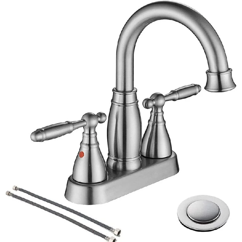 2 Handles 4 Inch Stainlees Steel Lavatory Bathroom Faucet