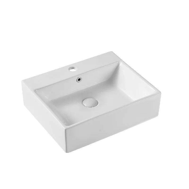 20"x16" Ceramic Rectangular Wall-mounted White Bathroom Sink, Scratch Resistant, Acid Resistance, Low Water Absorption