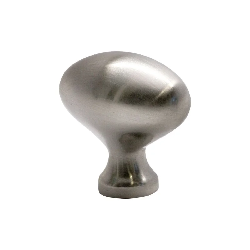 25 Pack Classic Football Style Brushed Nickel Cabinet Hardware Knob, 1-31/32 Inch Overall Length