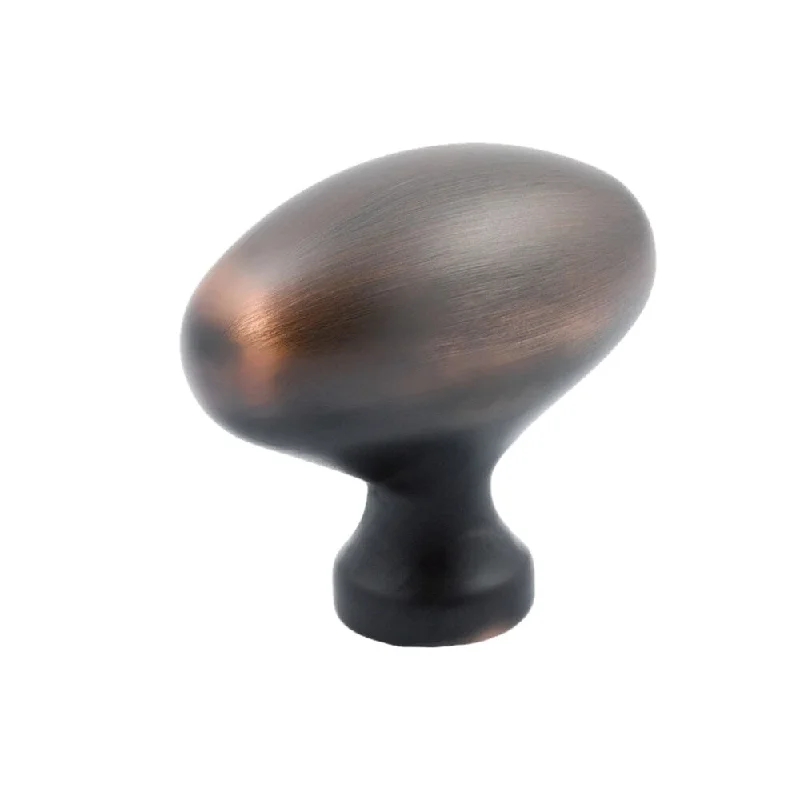 25 Pack Classic Football Style Brushed Oil-Rubbed Bronze Cabinet Hardware Knob, 1-31/32 Inch Overall Length