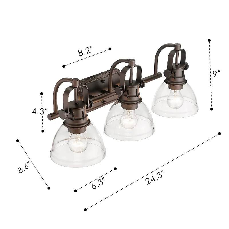 3-Light 4-Light Industrial Bathroom Vanity Light with Clear Glass