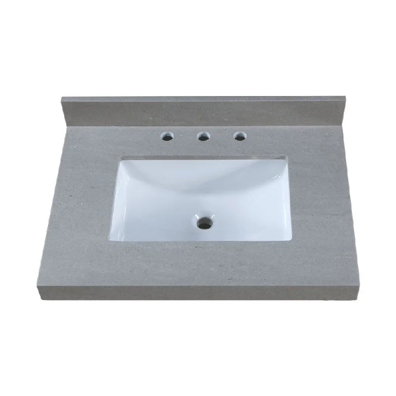 31 Inch Thick Grey Granite Countertop w/ 8 inch Widespread Faucet Holes