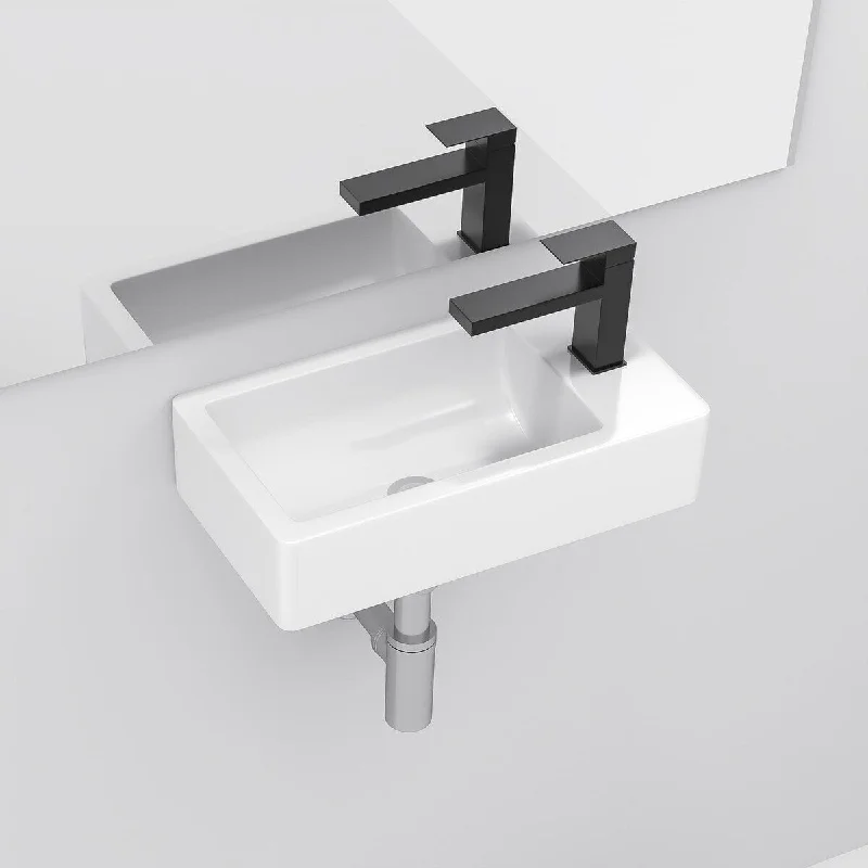 4.3 in Wall-Mounted Rectangular Bathroom Sink in White Ceramic - 18'' x 10''