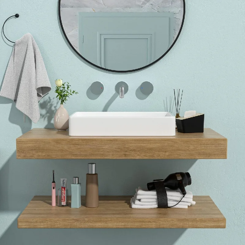 5 in. Ceramic Rectangular Vessel Bathroom Sink - 24'' x 16''