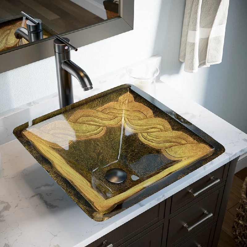 638 Foil Vessel Sink, Antique Bronze Faucet, Sink Ring, Pop-up Drain