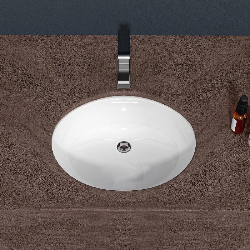 8 in. Ceramic Oval Undermount Bathroom Sink in White with Overflow - 19'' x 16''