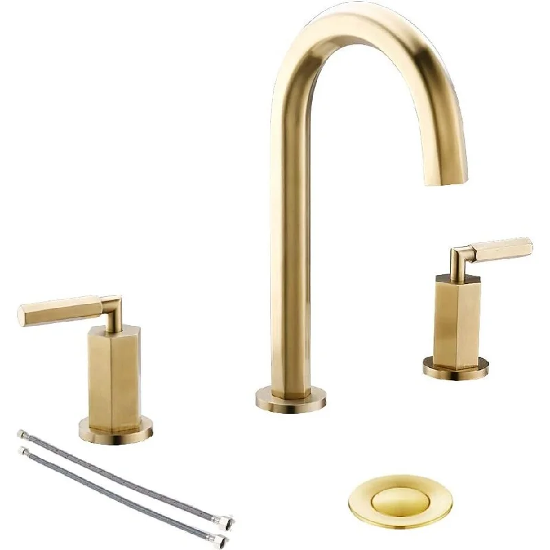 8 Inch 2 Handles 3 Holes Hexagonal Widespread Bathroom Faucet