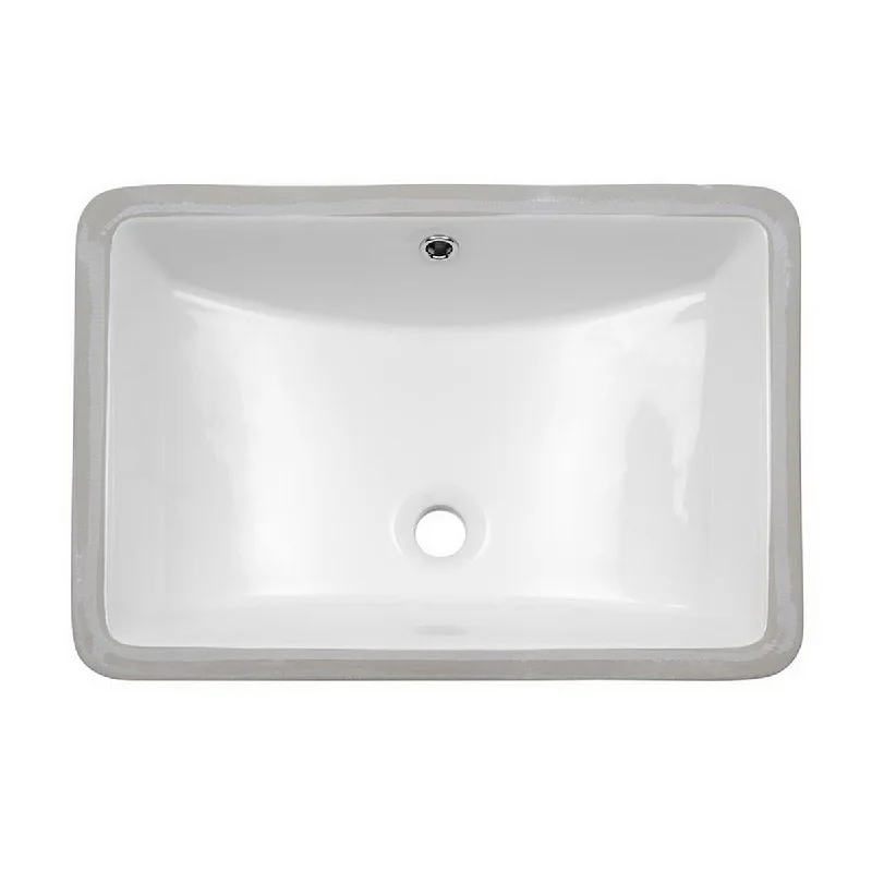 Aurora Decor Single Bowl Rectangle Undermount Bathroom Sink in White - 21 in. Width