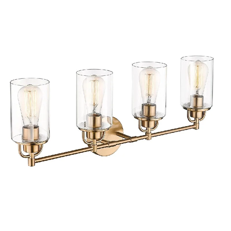 Bathroom Vanity Lights, Gold Bathroom Wall Light Fixtures with Clear Glass Lampshade