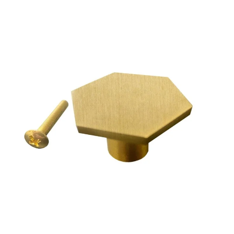 Brizza 0.87 in. 22mm Gold Brushed Solid Hexagonal Cabinet Knob