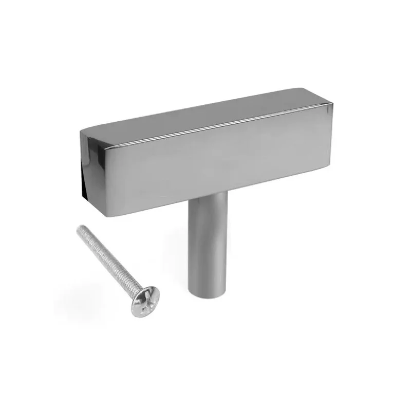 Brizza 2 in. 50mm Silver Satin Solid Square T-Bar Cabinet Knob