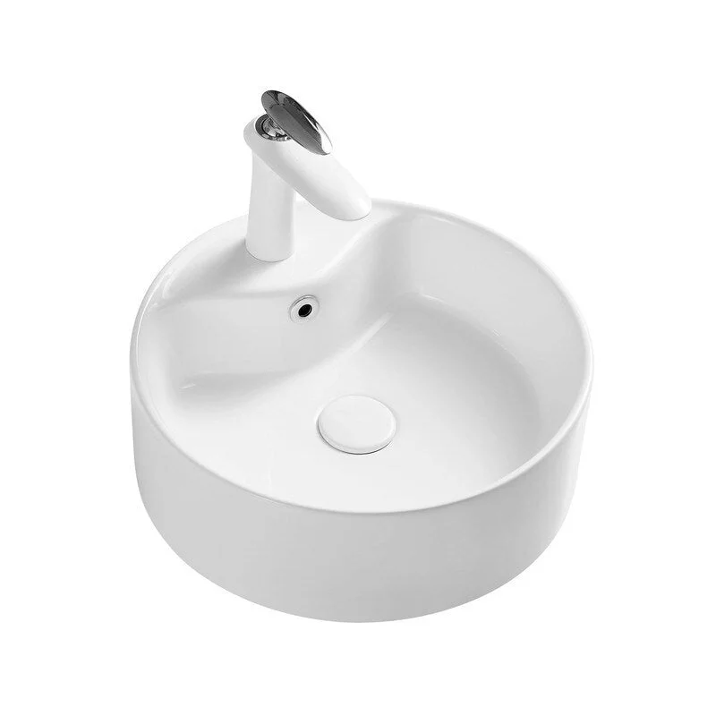 Ceramic Round Above Counter White Bathroom Sink - 16W"*16D"*4H"