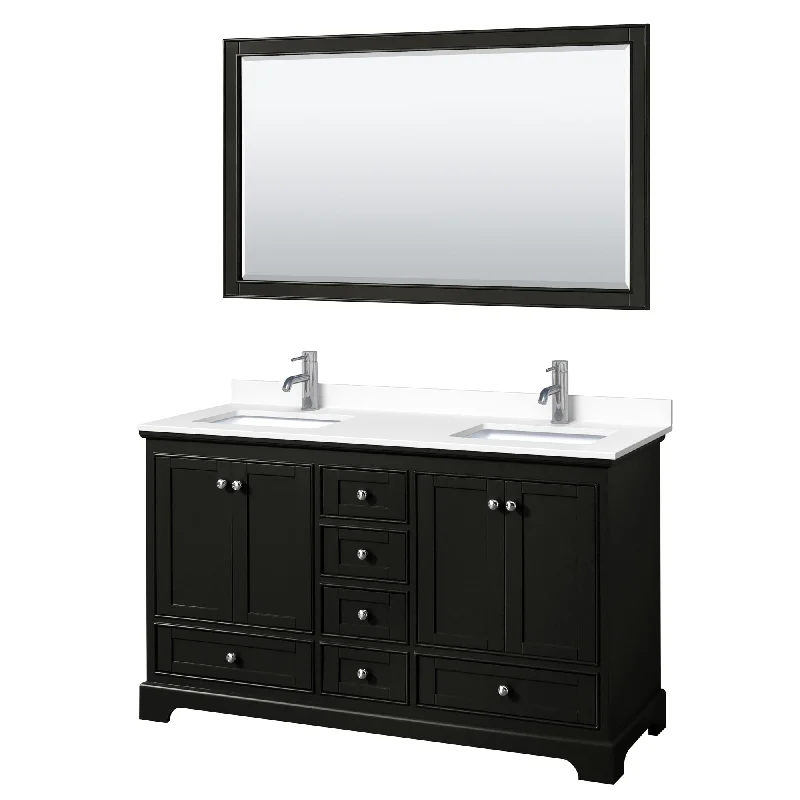 Deborah 60-inch Double Vanity, Cultured Marble Top, 58-inch Mirror