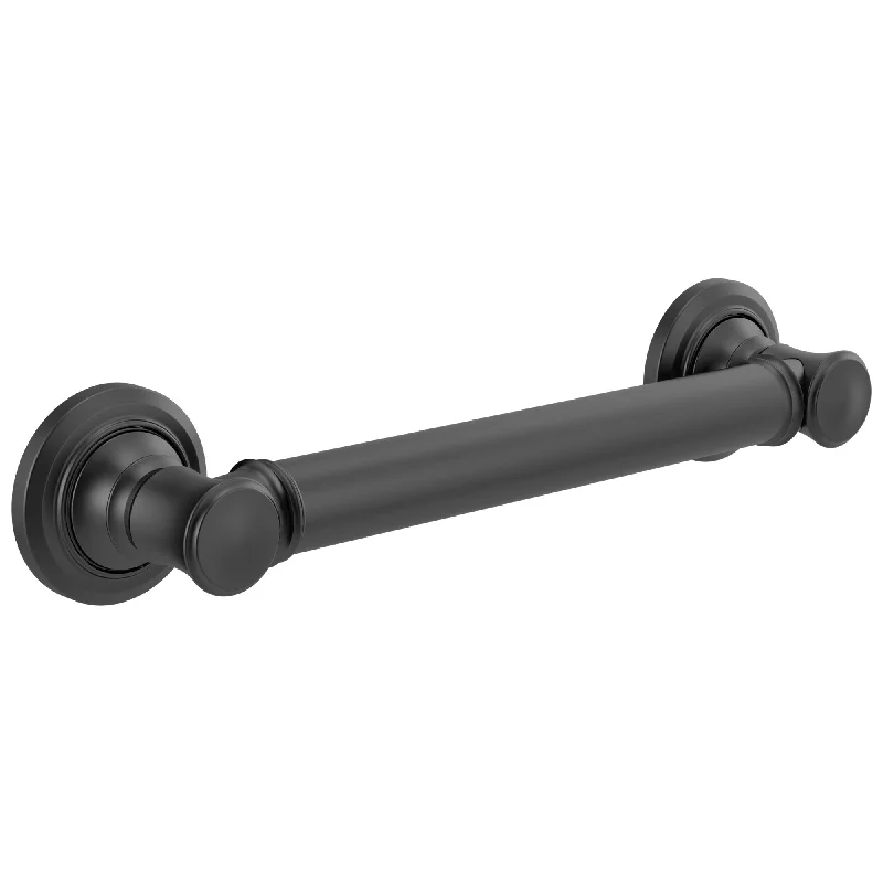 Delta Bath Safety Matte Black Finish 12" Traditional Decorative ADA Grab Bar D41612BL