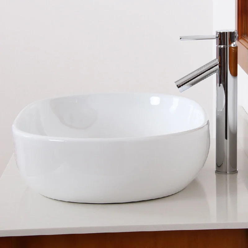 Elite High-temperature Grade-A Oval Ceramic Bathroom Sink and Chrome Finish Faucet Combo