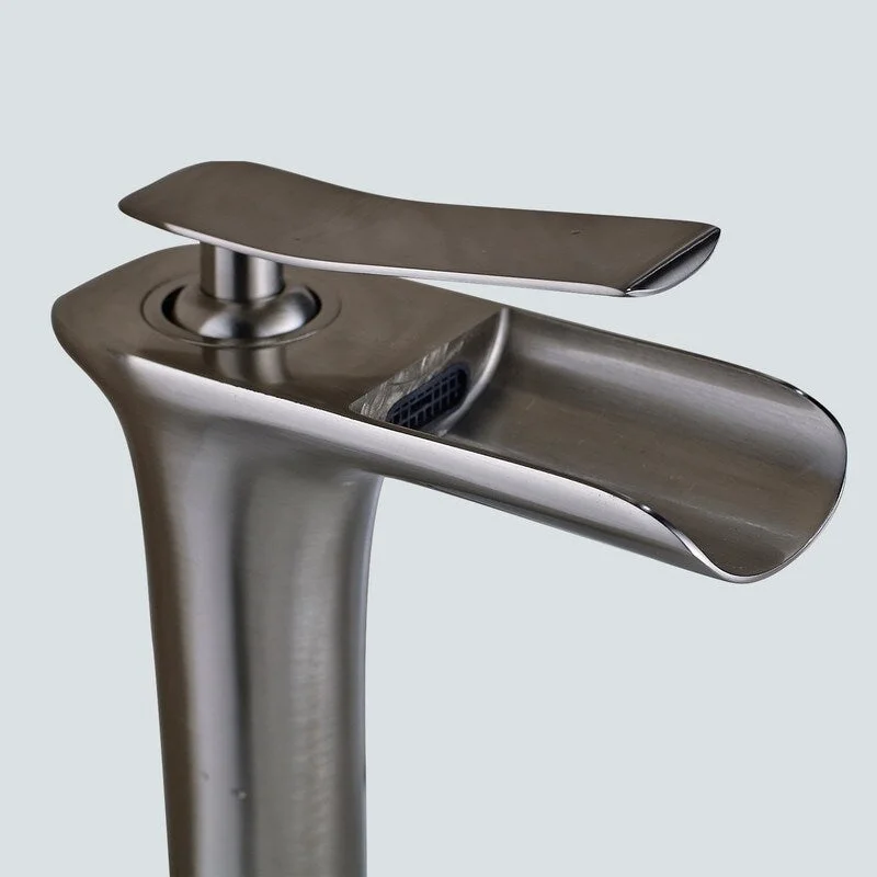 EPOWP Bathroom Tall Waterfall Sink Faucet Brushed Nickel Single Handle