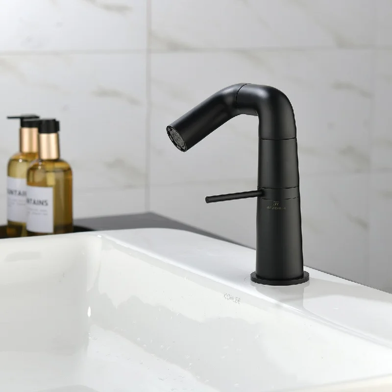 EPOWP Matte Black Single Hole Bathroom Faucet