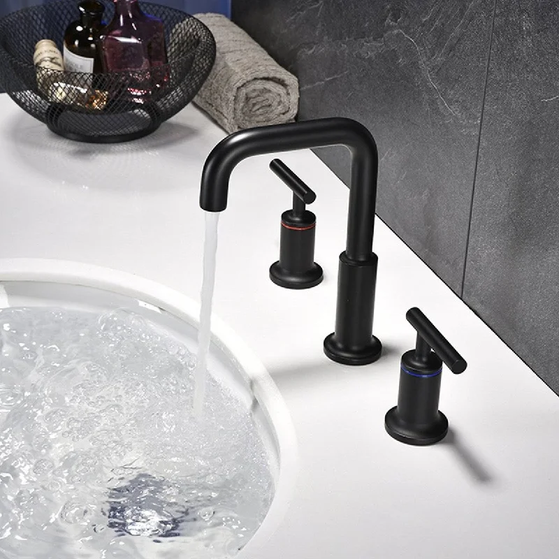 EPOWP Matte Black Widespread Two Handles 3-Hole Bathroom Sink Faucet