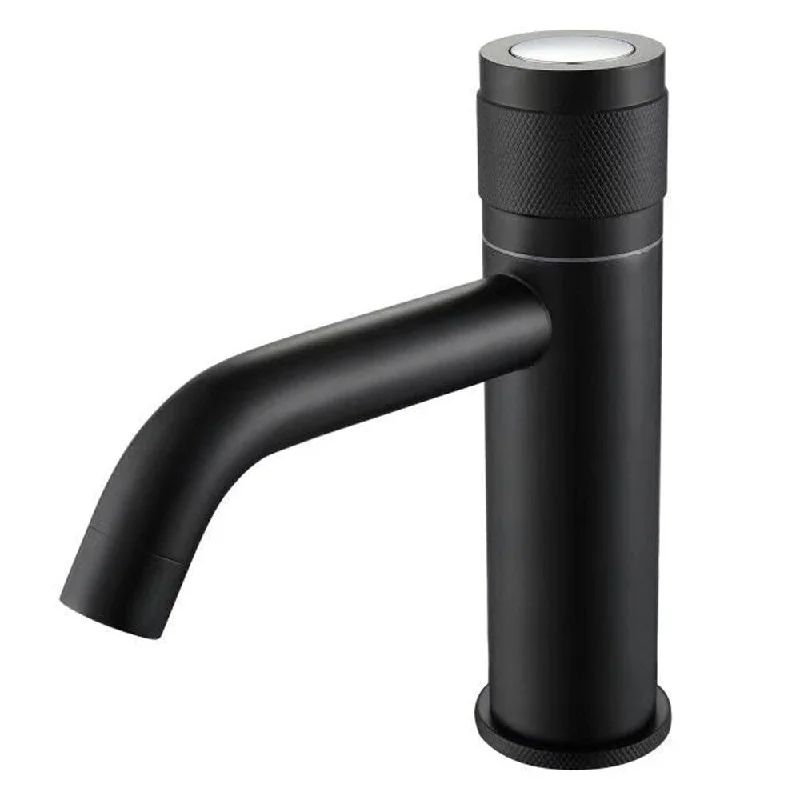 EPOWP Single Hole Bathroom Faucet Matte Black Push Button Water Tap