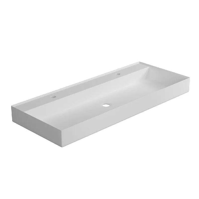 Fashion Double Faucet Hole Solid Surface Basin Sink