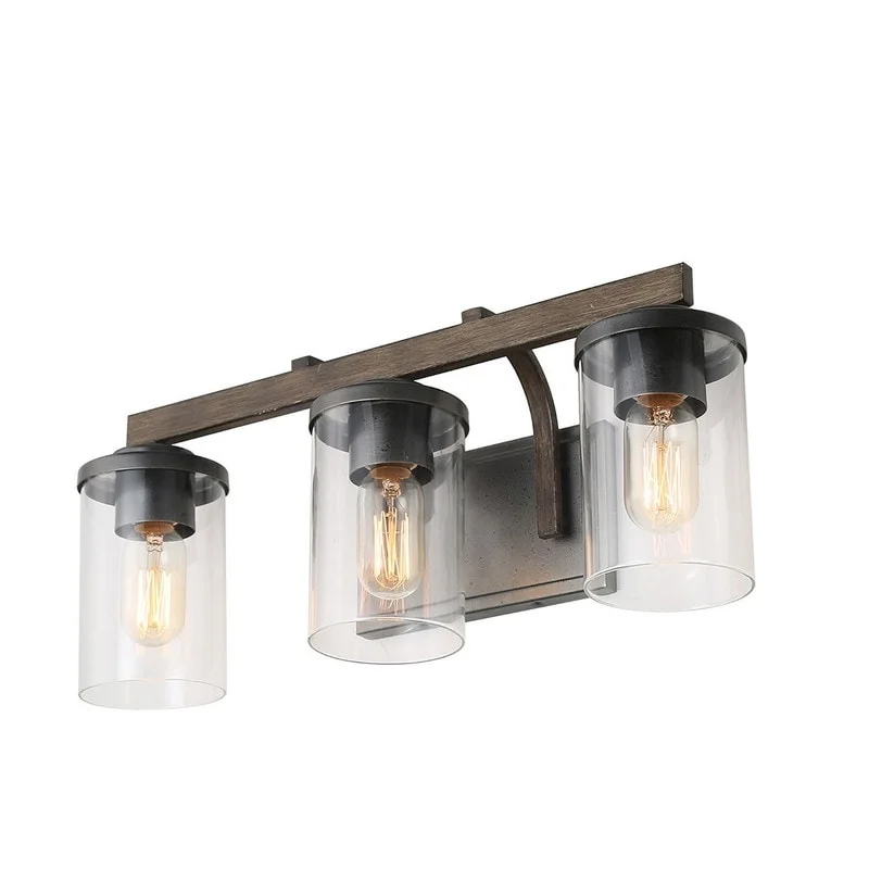 Fora Farmhouse 4-Light Bathroom Vanity Light Faux Wood Wall Sconces