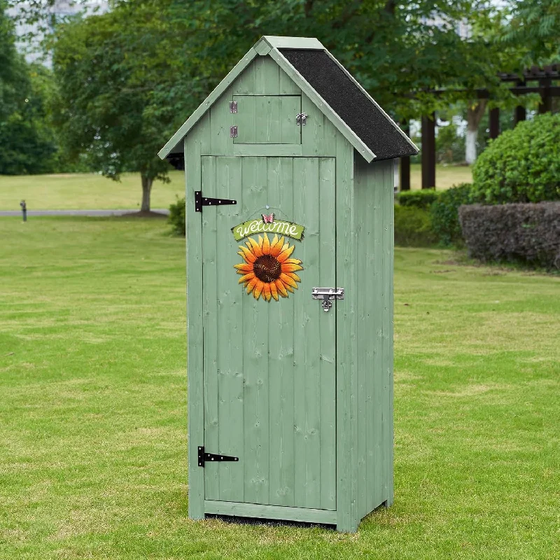 GAOMON Outdoor Wooden Storage Shed, Garden Wood Tool Cabinet - $155