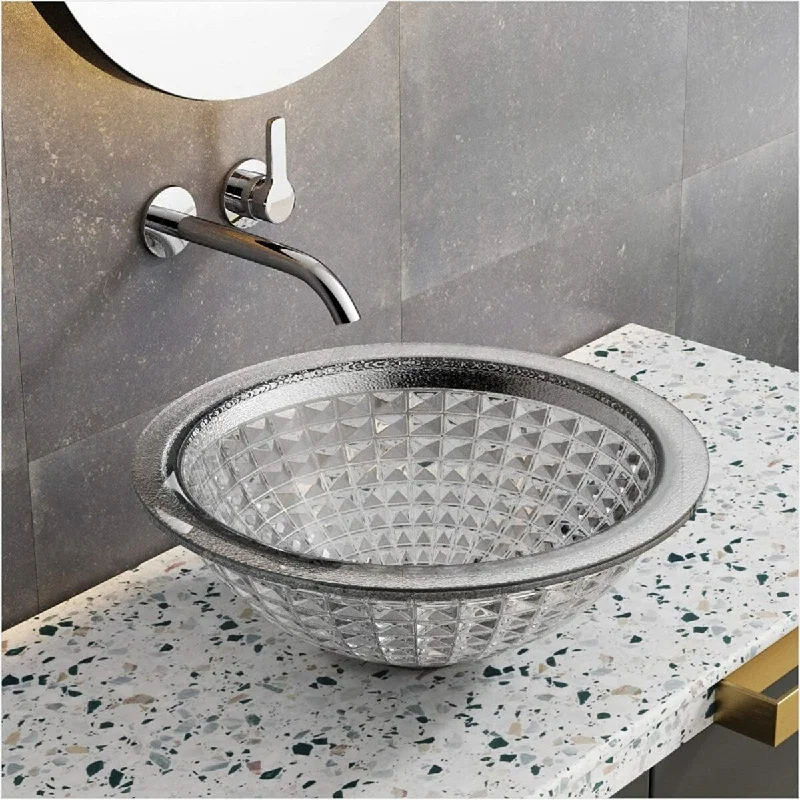 Glass Vessel Bathroom Sinks Modern Tempered Sink, Round Sinks Natural,Top Mount Sinks Above Counter