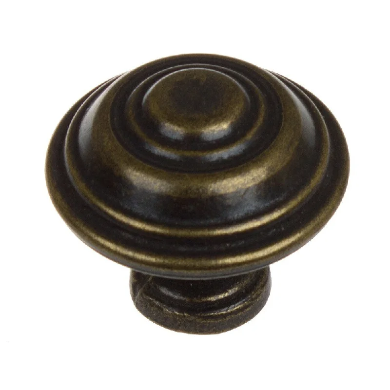 GlideRite 1.25-inch Antique Brass Multi-Ring Cabinet Knobs (Pack of 10)