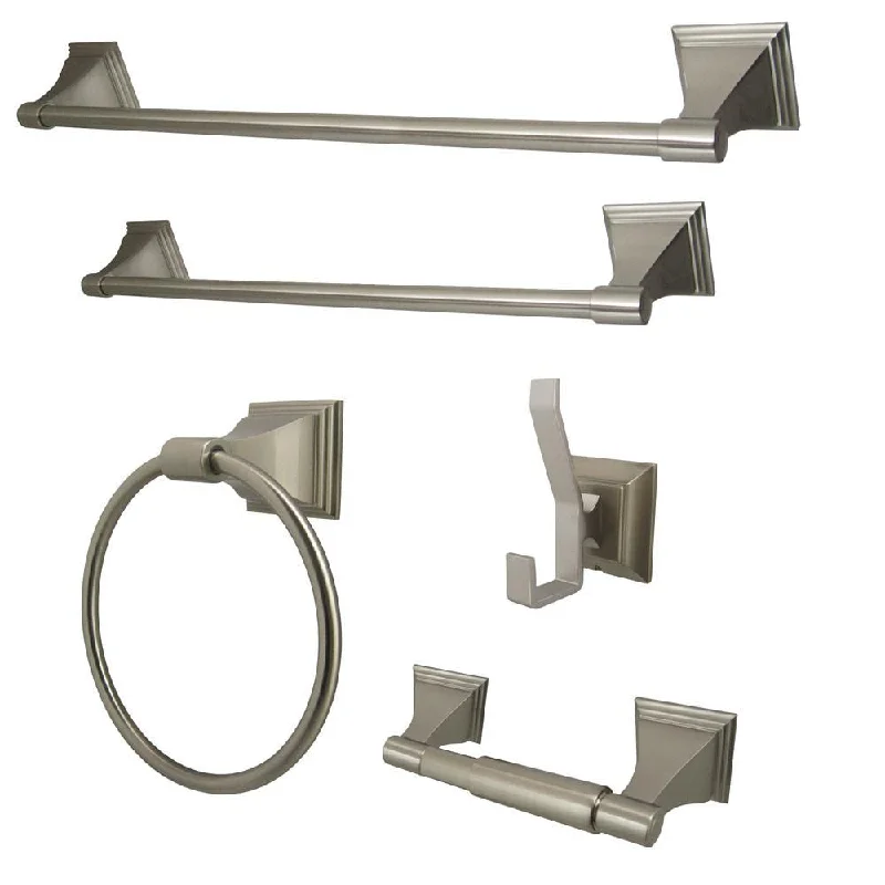 Kingston Monarch Collection 5-Piece Towel Bar Bath Hardware Set Satin Nickel