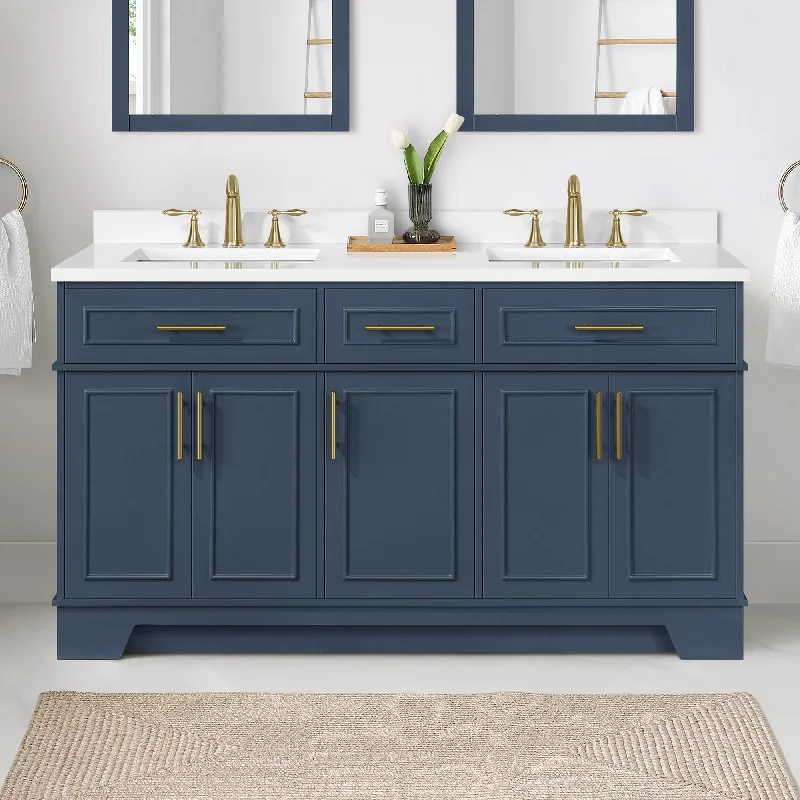 Ove Decors Emery 60 in. Double Sink Bathroom Vanity in Midnight Blue