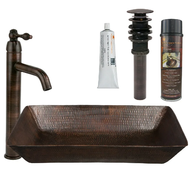 Premier Copper Products Vessel Sink, Faucet and Accessories Package