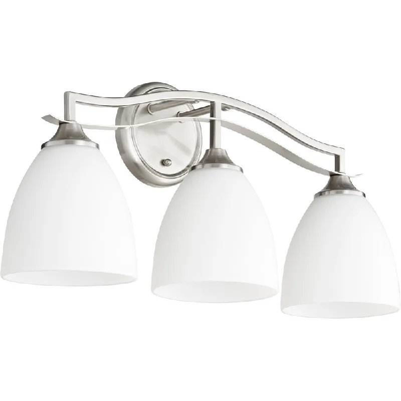 Quorum International Jardin Family 3 Light Satin Opal Glass Vanity or Sconce Fixture.