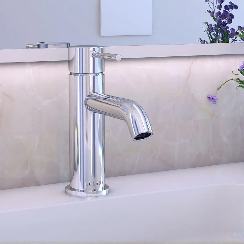 St. Lucia Collection Single Handle Petite bathroom faucet. Champagne Gold finish. By Lulani