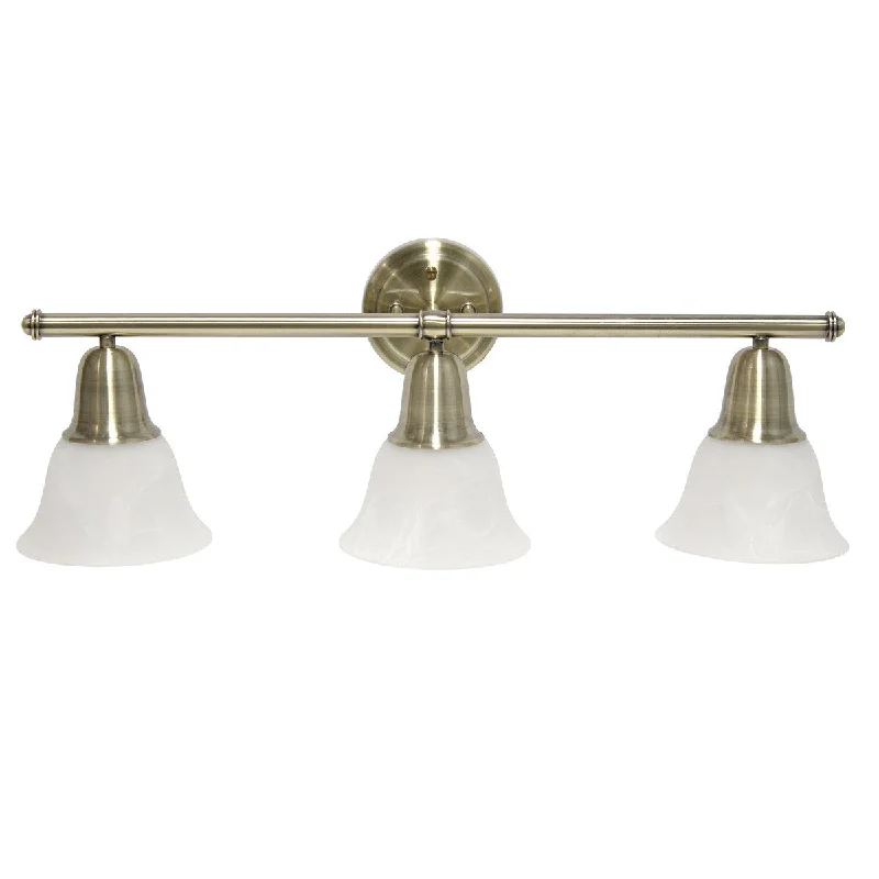 Three Light Metal w Alabaster White Glass Shade Vanity