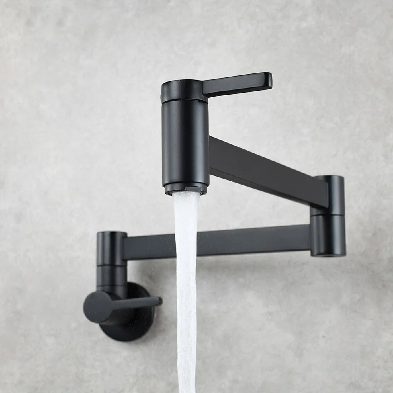 Wall Mounted Foldable Faucet Double Handles Fuacet Cold Water Black