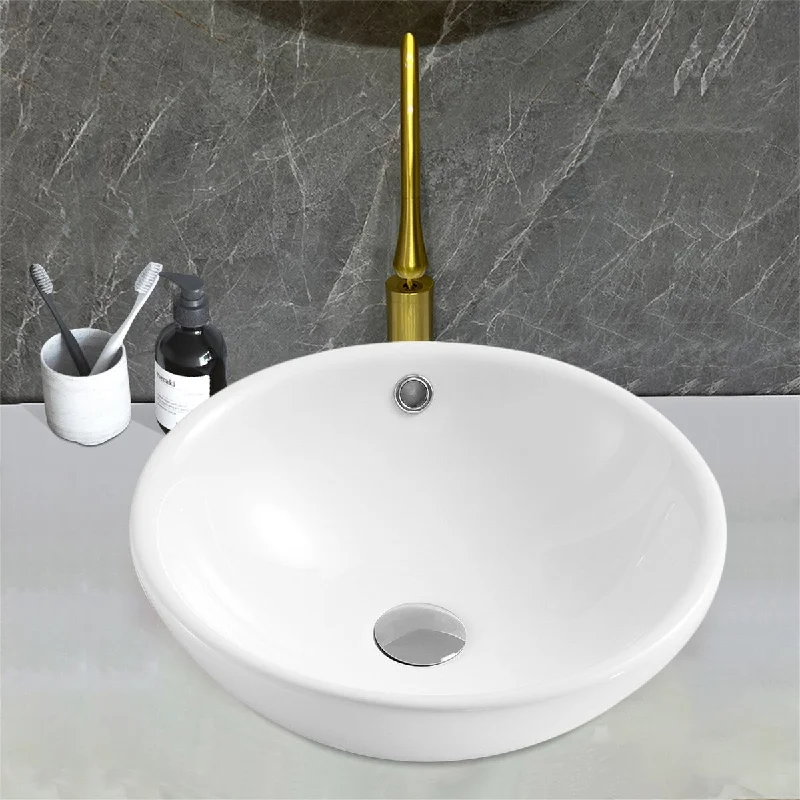 White CeramicAbove Counter Round Sink Basin