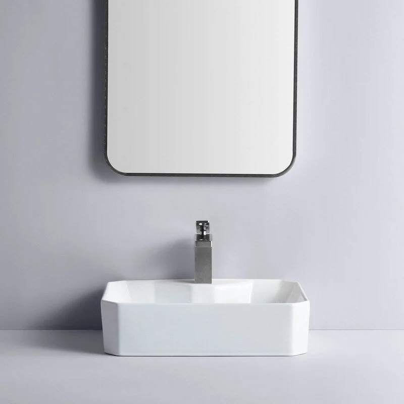 White glass ceramic ware bathroom sink - 19.68W"*14.56D"*5.31H"