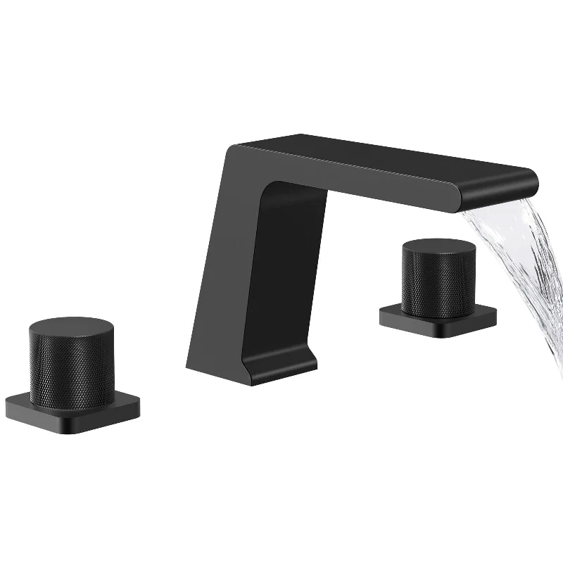 Widespread Bathroom Sinks Faucet 3-Hole 2-Handle High Pressure Waterfall Spout