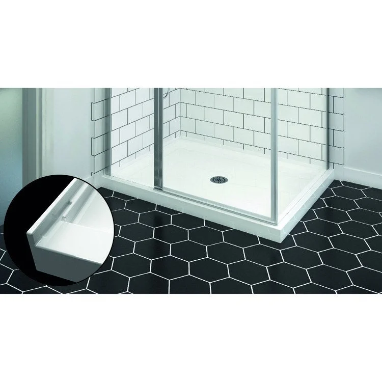 Shower Base Square Alcove White 31-7/8 x 31-7/8 x 3-5/8 Inch Acrylic Center Drain