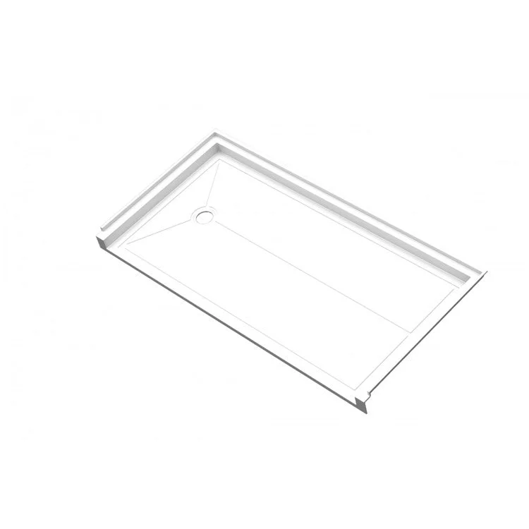 Shower Base White 29-7/8 x 59-7/8 x 3-5/8 Inch Acrylic ADA Back Center Drain 1/2IN Flange