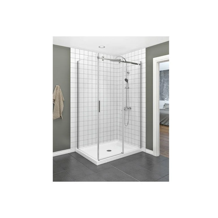 Shower Base Seat Alcove White 31-7/8 x 59-7/8 x 3-5/8 Inch Acrylic Left Drain