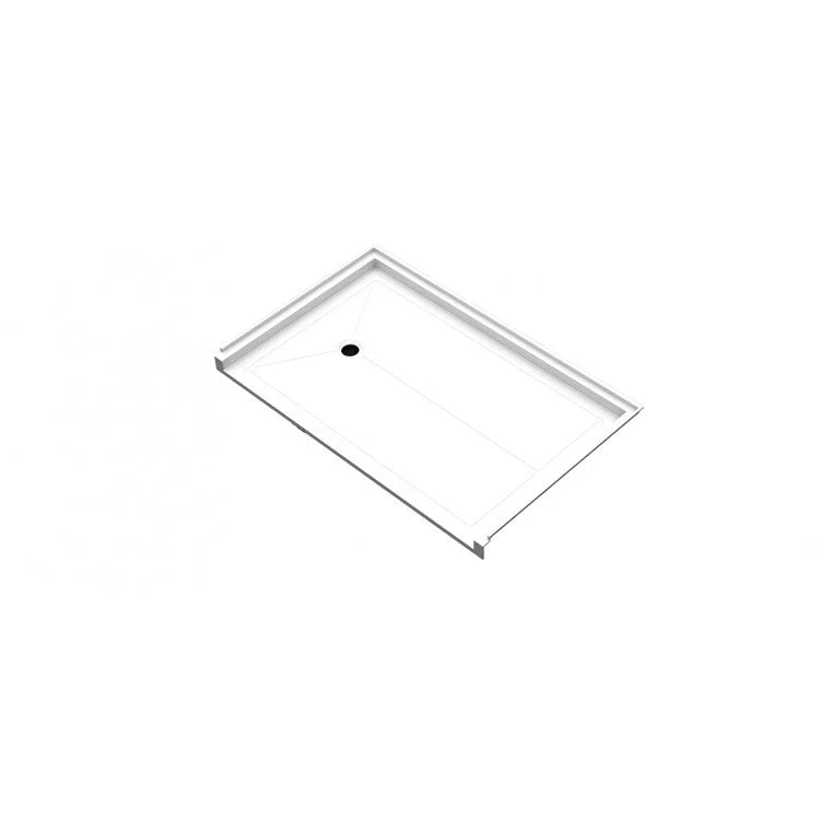 Shower Base White 35-7/8 x 59-7/8 x 3-5/8 Inch Acrylic ADA Back Center Drain 1/2IN Flange