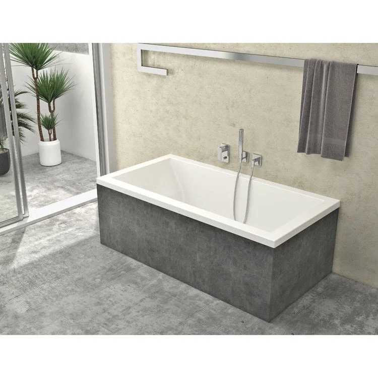 Tub Acryzen 53-7/8 x 30 x 18 Inch Podium with Tiling Flange Left Center Drain White Acrylic 51 Gallon