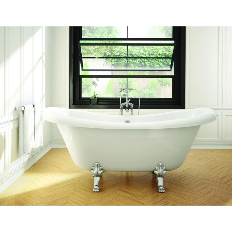 Freestanding Tub Julius 72 x 31-3/4 x 30-1/2 Inch Claw Feet White Center Drain Oval 60 Gallon