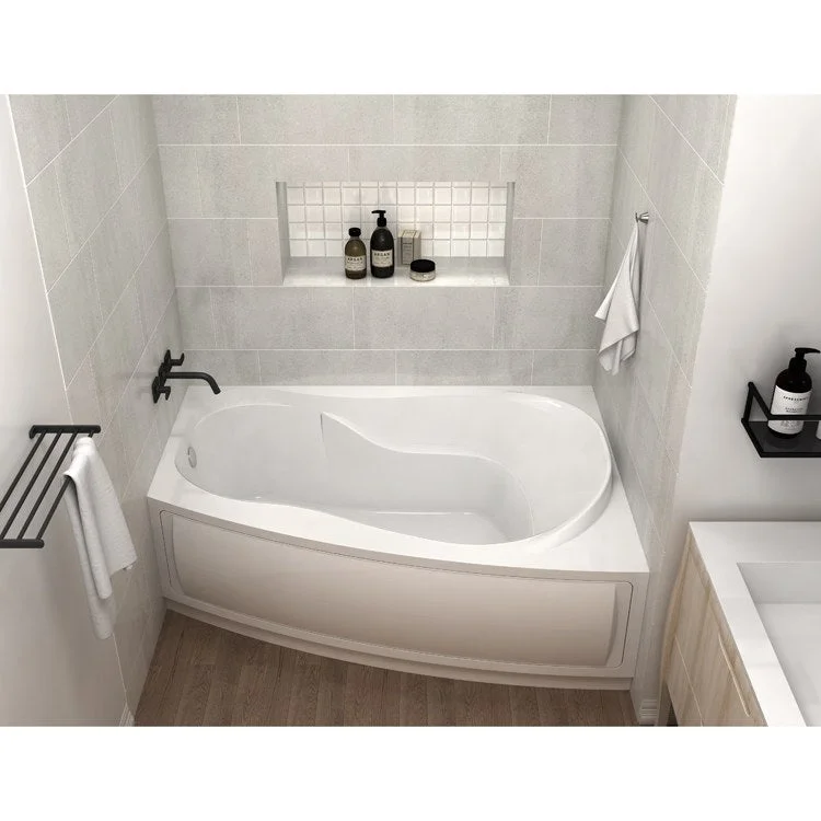 Freestanding Tub Nirvana 60-1/8 x 42-3/8 x 20-1/2 Inch Skirt White Left Center Drain 45 Gallon