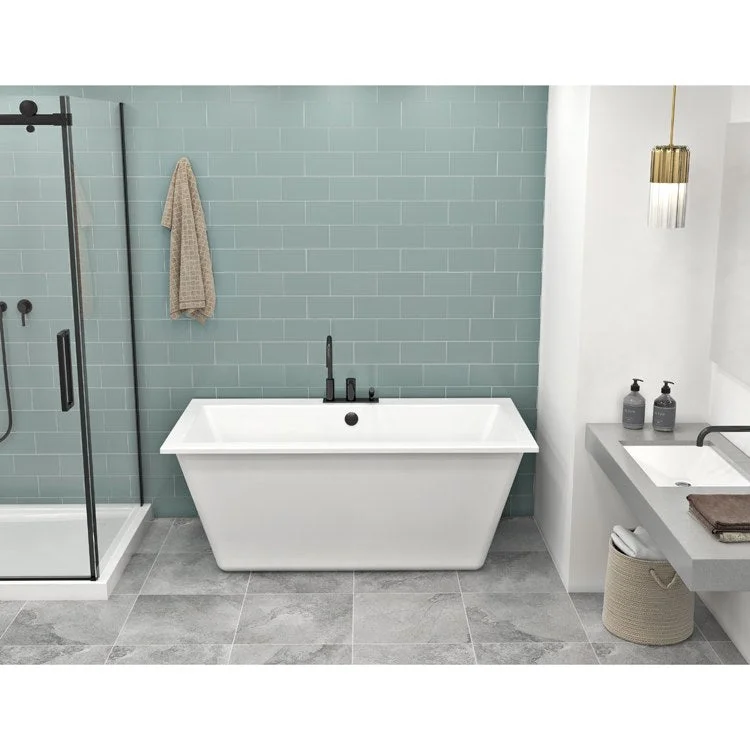 Freestanding Tub Volga 59-3/4 x 31-3/4 x 23-3/4 Inch Elevation System Rear Center Drain White Rectangle 55 Gallon