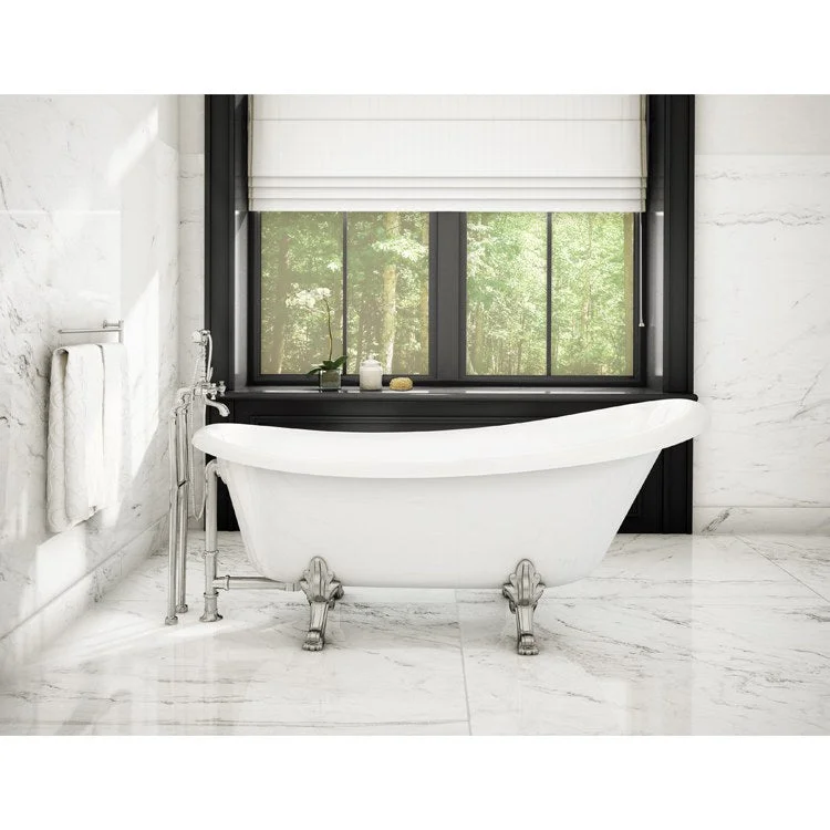 Freestanding Tub Virginia 66-1/2 x 32-1/4 x 28-1/8 Inch White Rear Center Drain Oval 43 Gallon