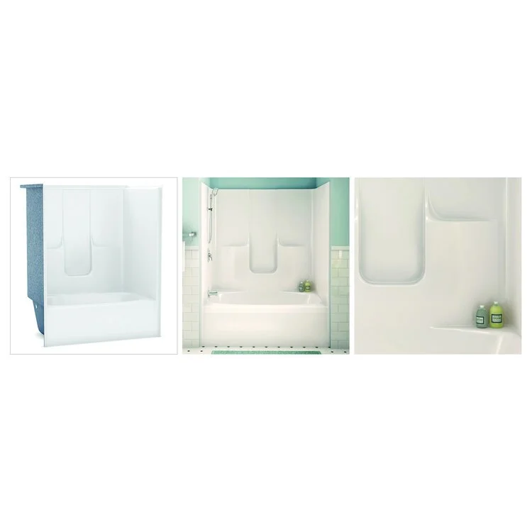 Tub and Shower Module 60 x 40-1/2 x 73-1/2 Inch AcrylX Left Drain White